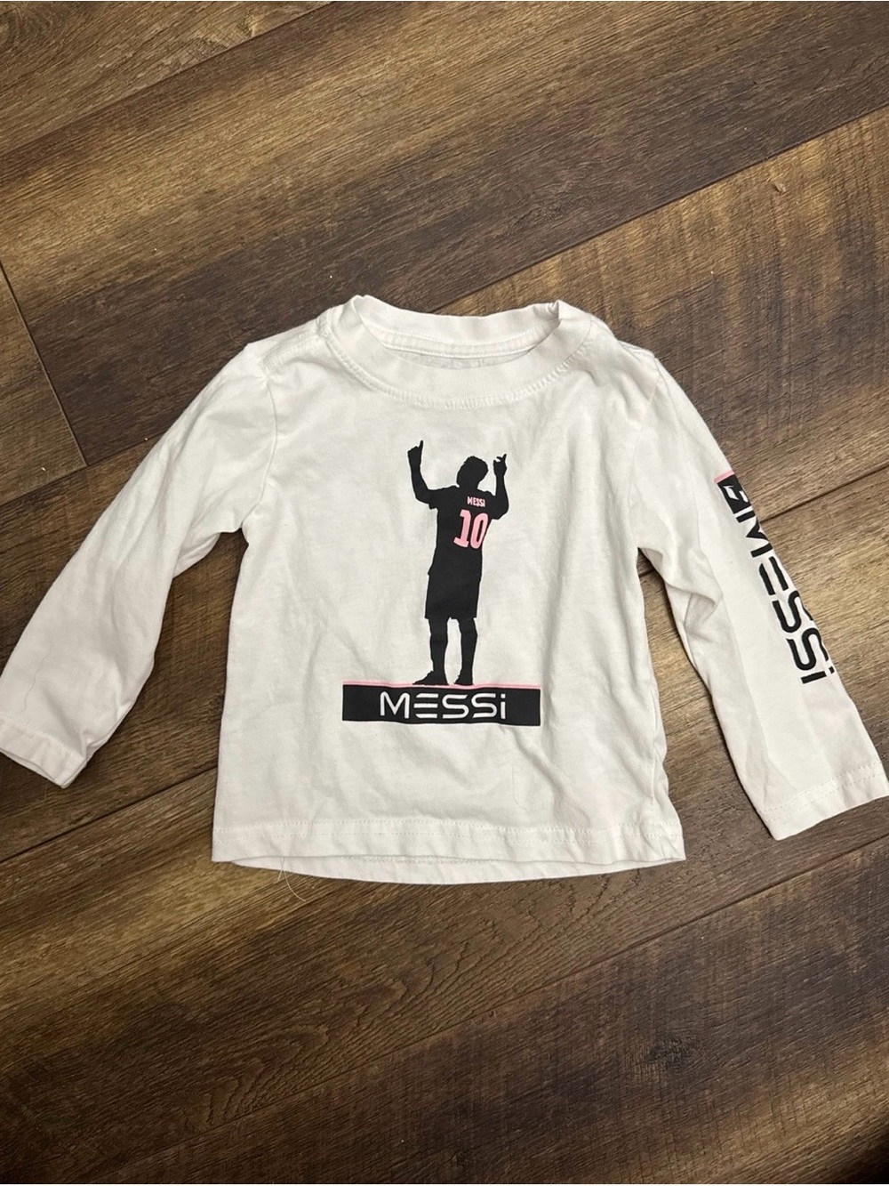 Kids' 12 month Long-Sleeve Messi White Graphic Tee